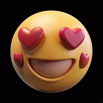 smiley face with heart 3d