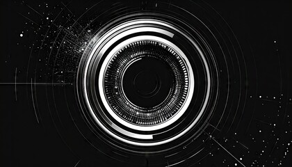 Abstract Circular Technology - A Futuristic Vision in Black and White.