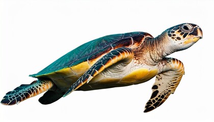 Hawksbill Sea Turtle Eretmochelys Imbricata On White