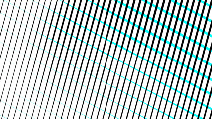 Obraz premium Dynamic abstract diagonal lines pattern with black and cyan elements on white background