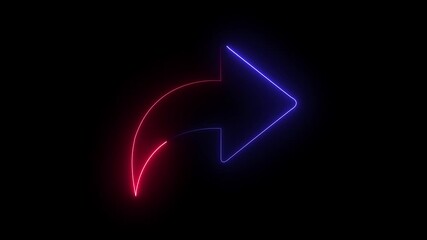  red and blue color icon Left turning directional road arrow icon. Turn arrow icon vector in trendy flat style black background 4K.