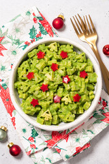 Christmas tree green sauce pasta