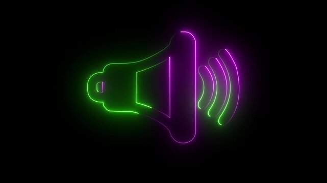 brand advocacy icon by green and violet colored animation on black background.