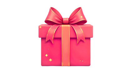 "Dark pink gift box with ribbon bow, isolated on a transparent background."