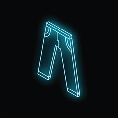 Neon sign of blue glowing pants on a black background