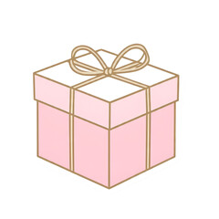 "Pink gift box with ribbon bow, isolated on a transparent background."

