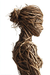 Elegant female figure made of twigs and branches