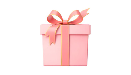 "Pink gift box with ribbon bow, isolated on a transparent background."
