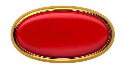 Decorative oval-shaped frame with a shiny red center and a lustrous gold border, creating a sophisticated and prestigious visual element.