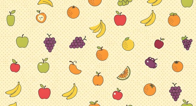 Cute Cartoon Fruit Pattern Background.