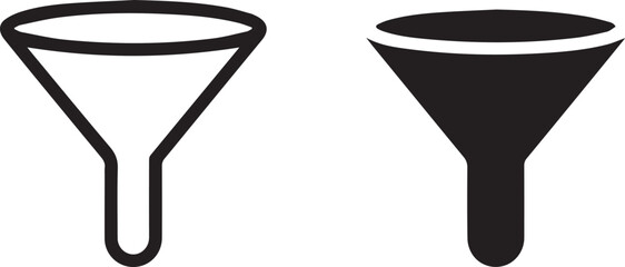 funnel icon pair solid and outline vector for data filtering ui