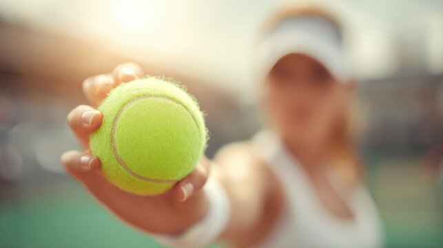 Tennis Player Holding Ball Preparing to Serve on Court during Sunny Outdoor Match