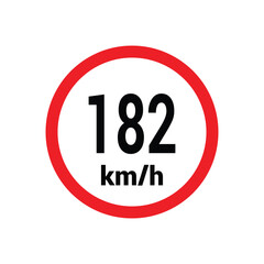 Speed limit sign 182 km h icon vector design illustration