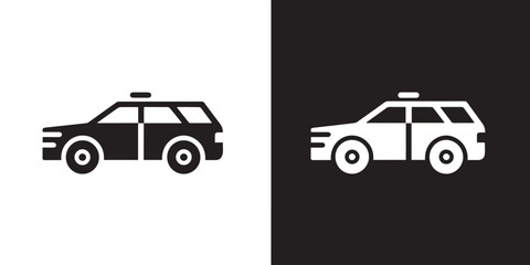 police vehicle icon minimal police suv glyph contrast black white badge © AIcon Star
