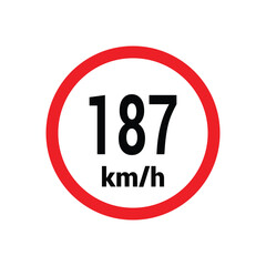 Speed limit sign 187 km h icon vector design illustration