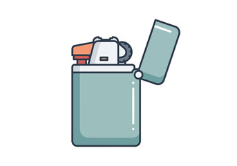 Classic Flip-Top Lighter with Open Lid Teal Body.