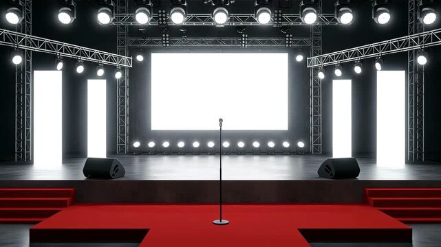 Epic Stage Setup | Stunning Concert Lighting and Red Carpet Event Scene