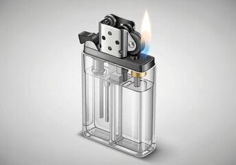 Transparent Lighter with Flame Detailed Illustration of a Clear Lighter.