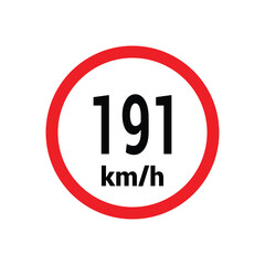 Speed limit sign 191 km h icon vector design illustration