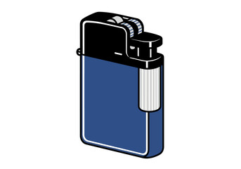 Blue and Black Lighter Illustration with White Details.