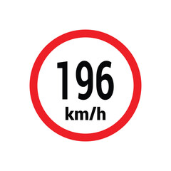 Speed limit sign 196 km h icon vector design illustration