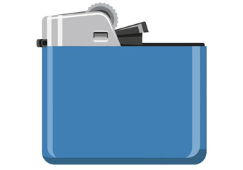 Blue and Silver Metal Lighter with Flint Wheel.