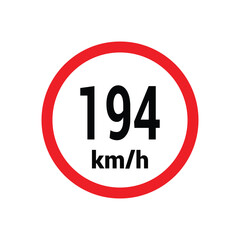 Speed limit sign 194 km h icon vector design illustration