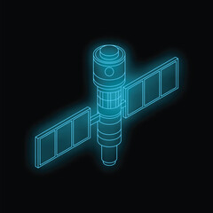 Futuristic spaceship is orbiting earth collecting important data