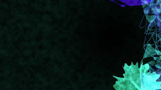 Dark abstract background with hints of rick sanchezs portal gun colors, blue and green