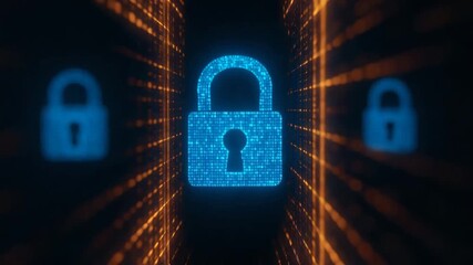 Futuristic digital security lock concept, representing data protection and cybersecurity in a virtual environment. - Powered by Adobe