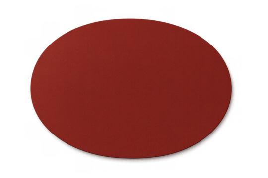 Red oval shape with soft shadow, isolated on a transparent background. Concept of minimalism, design, geometry