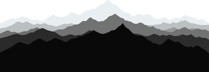 Dramatic layered mountain range silhouettes with striking color gradients and sharp peaks suitable for graphic design projects