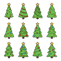 Christmas Tree Set Vector Illustration