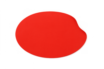 Red circle sticker label peeling with blank space, round self-adhesive design for price tag or badge, transparent background