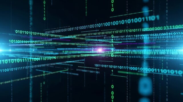 digital data moving on black background animation video