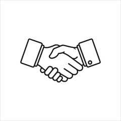 The handshake icon symbolizes agreement, partnership, and collaboration in a clean and minimalist line drawing style