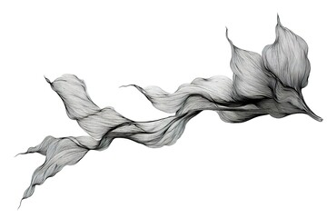 Artistic black and white illustration of flowing leaves in elegant lines and curves