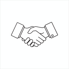 Naklejka premium The handshake icon symbolizes agreement, partnership, and collaboration in a clean and minimalist line drawing style