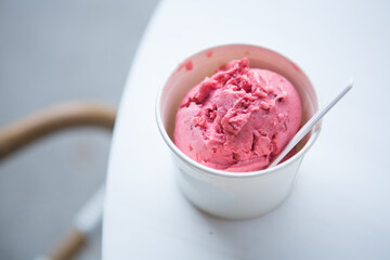 berry ice cream in the bowl