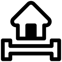 Living space. Outlined stroke vector icon with black-filled details.