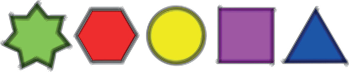 Illuminated Edge Frame Series: A Colorful Transparent Brush-Vector Set Featuring Dynamic Geometric Shapes from Circles and Ovals to Rectangles, Hexagons, and Beyond