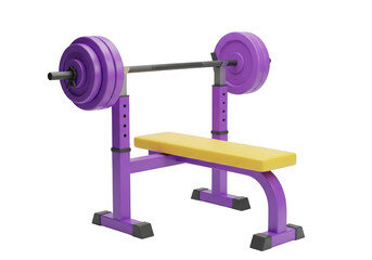 Vibrant purple weight bench ready for a serious workout session in the gym