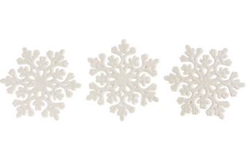Christmas white snowflakes fir ornament set isolated cutout object on transparent background