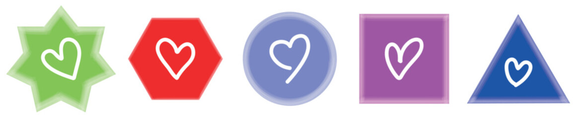 Glow & Transparency Geometry Frame Pack: A Multicolor Brush-Vector Collection of Modern Shapes Including heart Ovals, Circles, Rectangles, Hexagons, and Additional Futuristic Forms