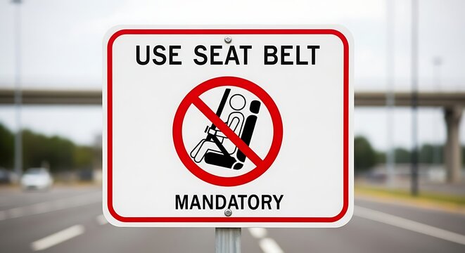 Use seat belt mandatory sign safety driving car vehicle automobile transportation law