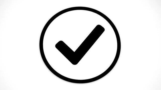 A black checkmark within a black circle on a white background. Gradual fading on the check