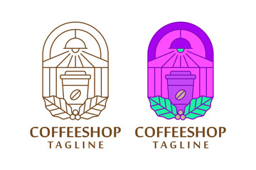 Monoline logo with light and coffeethemed designs, perfect for a coffeeshop brand identity
