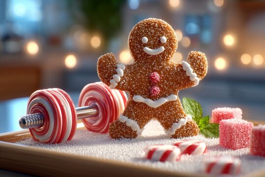 Celebraci&oacute;n navide&ntilde;a y de A&ntilde;o Nuevo con un gimnasio divertido de galletas y dulces
