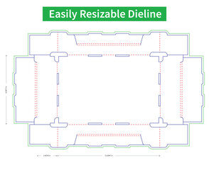 Display tray box , Box Die Line Tamplate ,corrugated paper box die cut with 3d mock up.eps