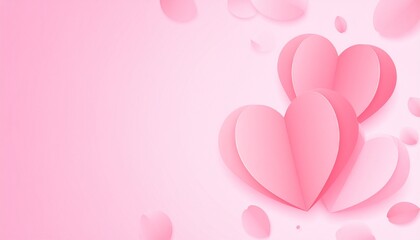 Colorful hearts and petals on a pink background